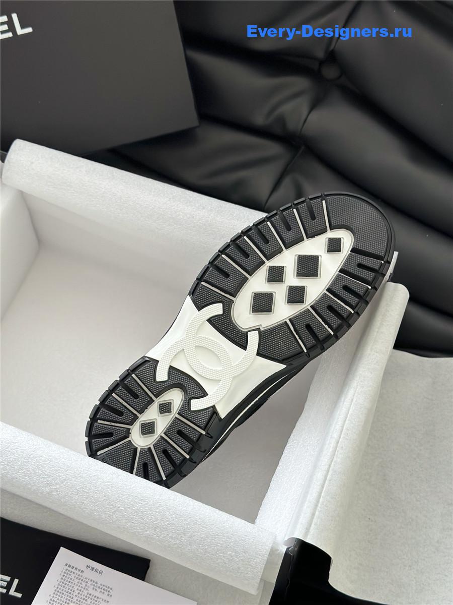 Ch**el white & black suede calfskin sneakers