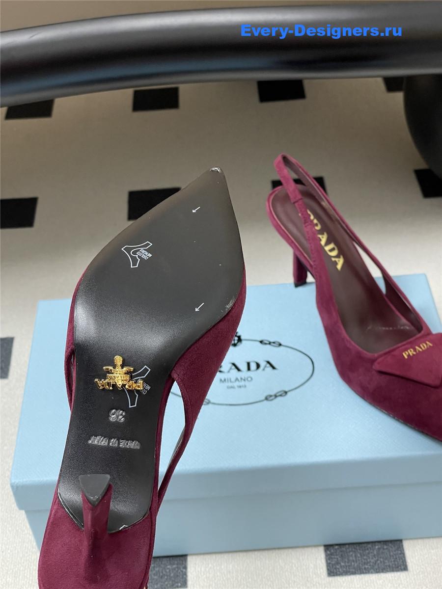 Pra*a burgundy suede slingback pumps