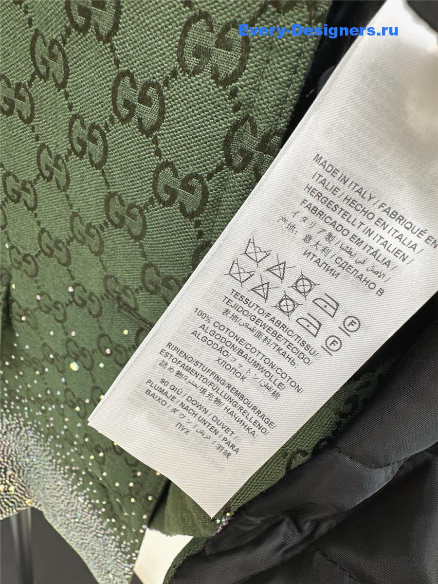 Gvc*1 green embroidered gg canvas coat