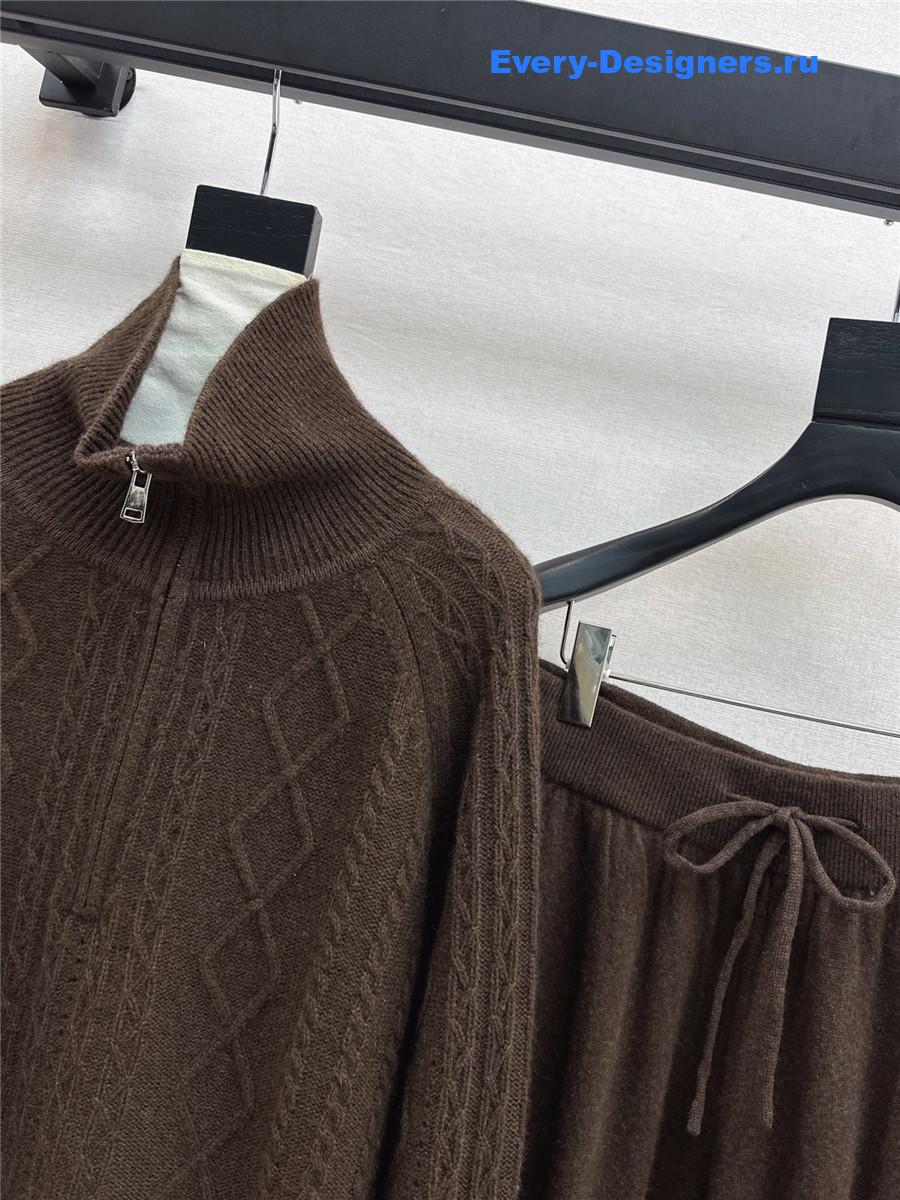 Max Mara Brown Turtleneck Sweater Set