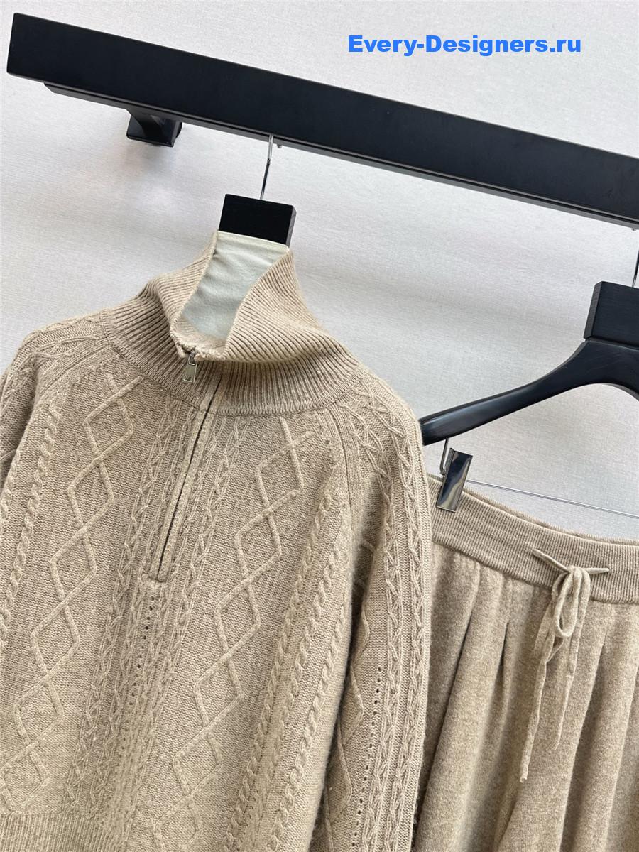 Max Mara Beige Turtleneck Sweater Set