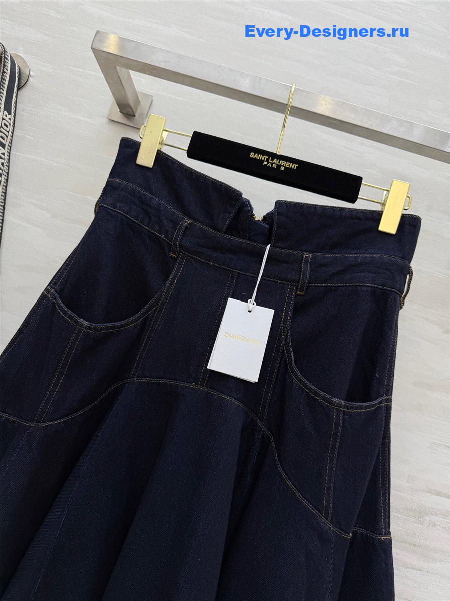 Zimm Navy Denim Tie Neck Shirt