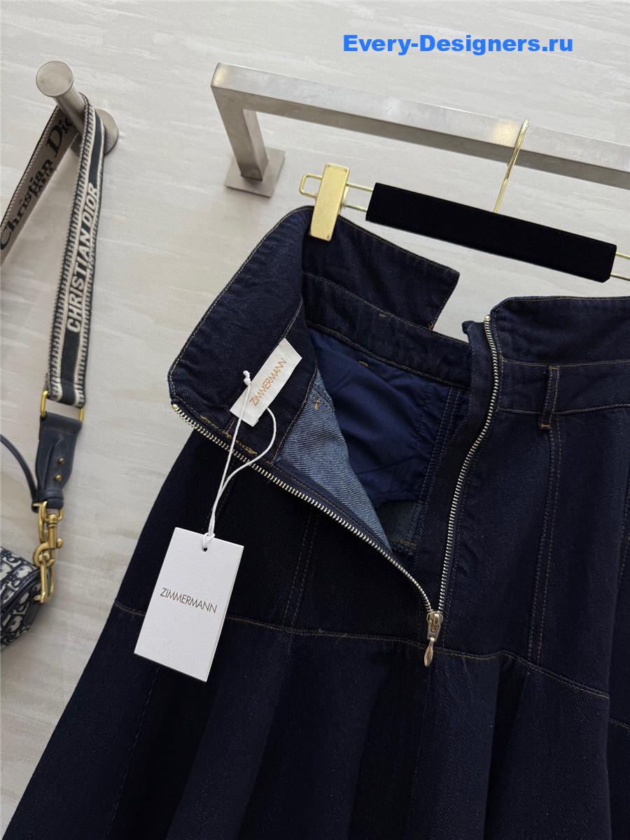 Zimm Navy Denim Tie Neck Shirt