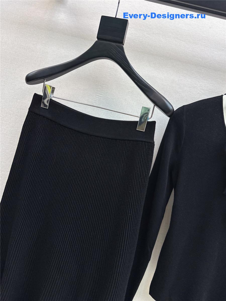 Miu Miu Black Knitted Skirt Set