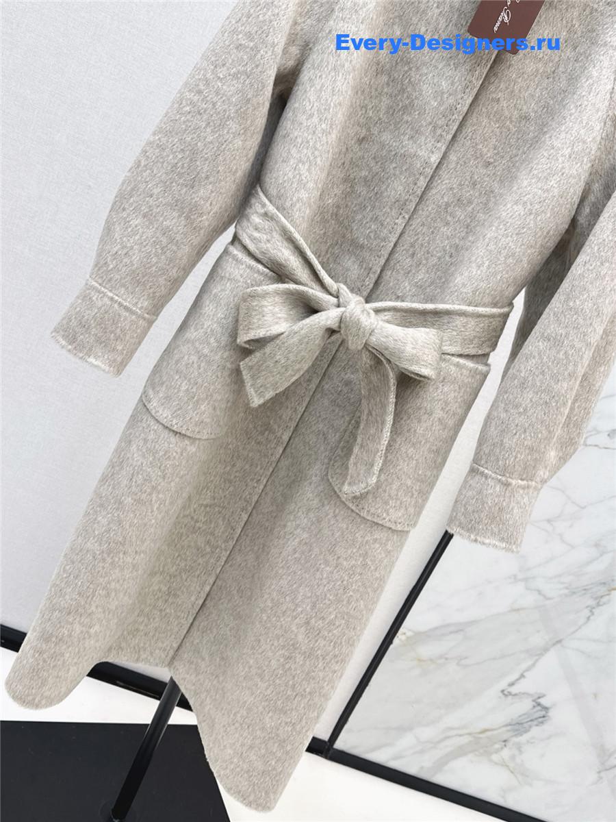L0r0 P1ana cream mink stand collar long coat