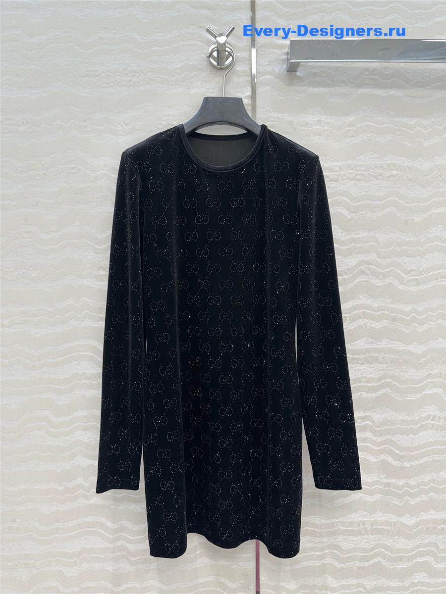Gvc*1 gg crystal embroidered velvet dress