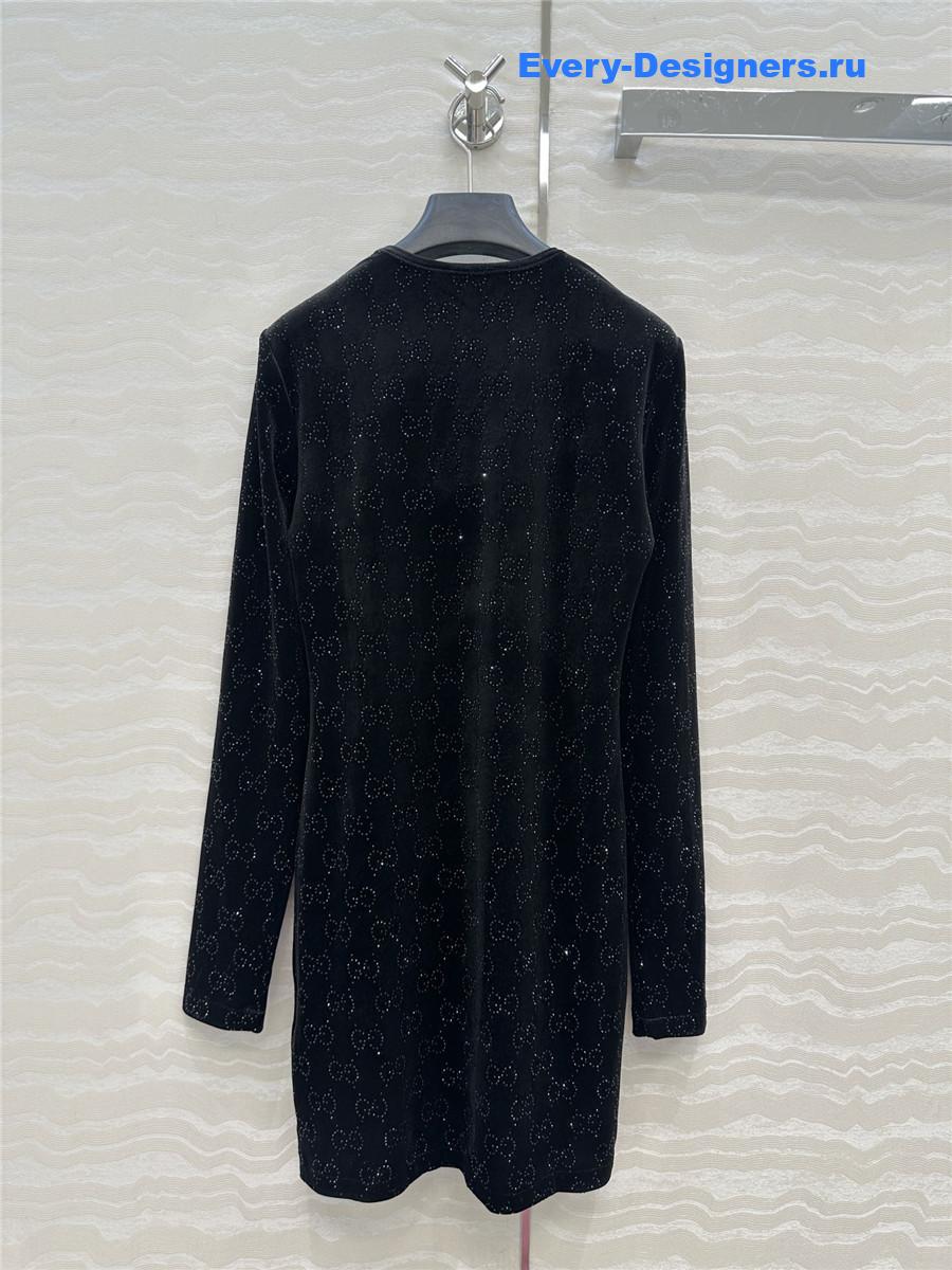 Gvc*1 gg crystal embroidered velvet dress
