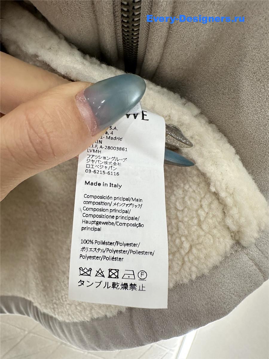 L0ew* grey shearling hooded jacket