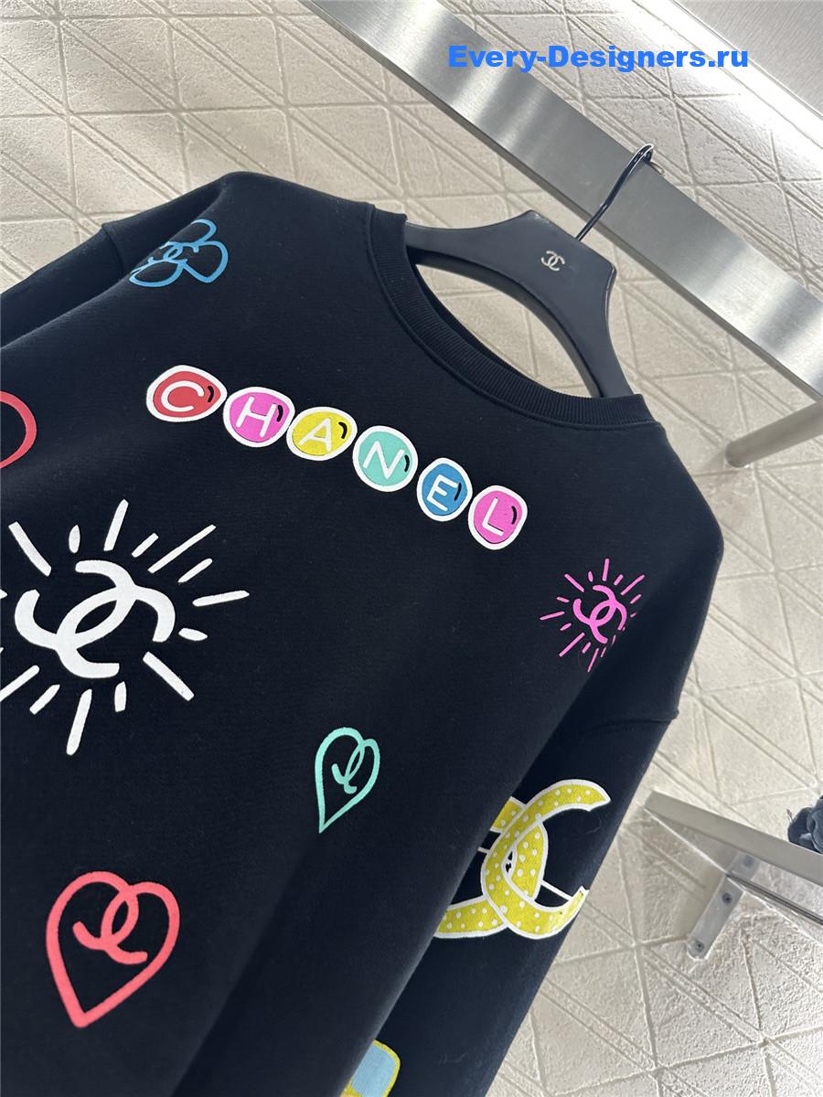 Ch**el round neck colorful lettering sweatshirt