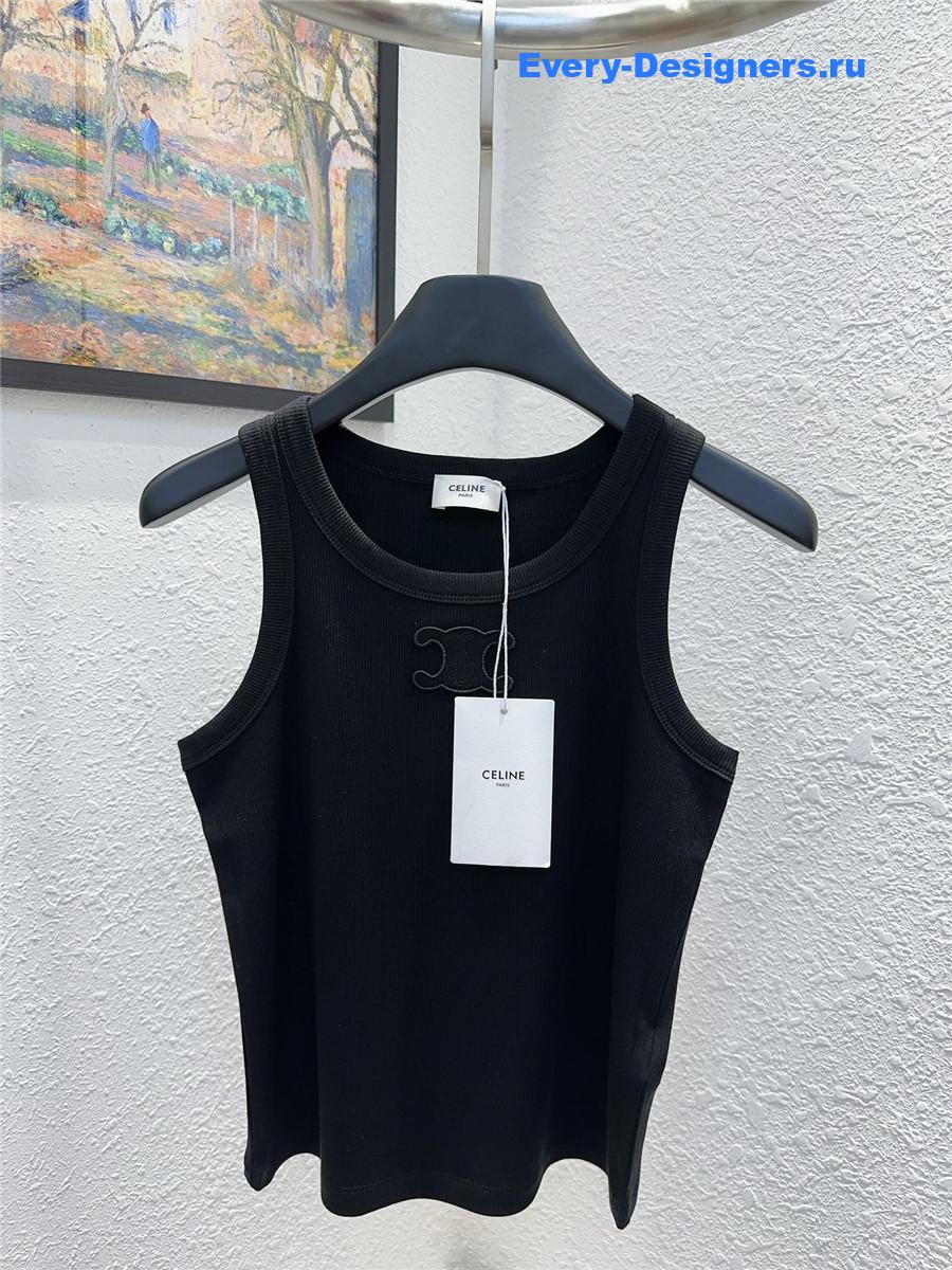 Ce1i*e black embroidered logo sleeveless vest