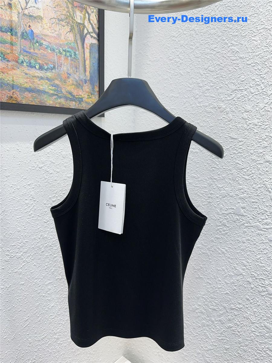 Ce1i*e black embroidered logo sleeveless vest