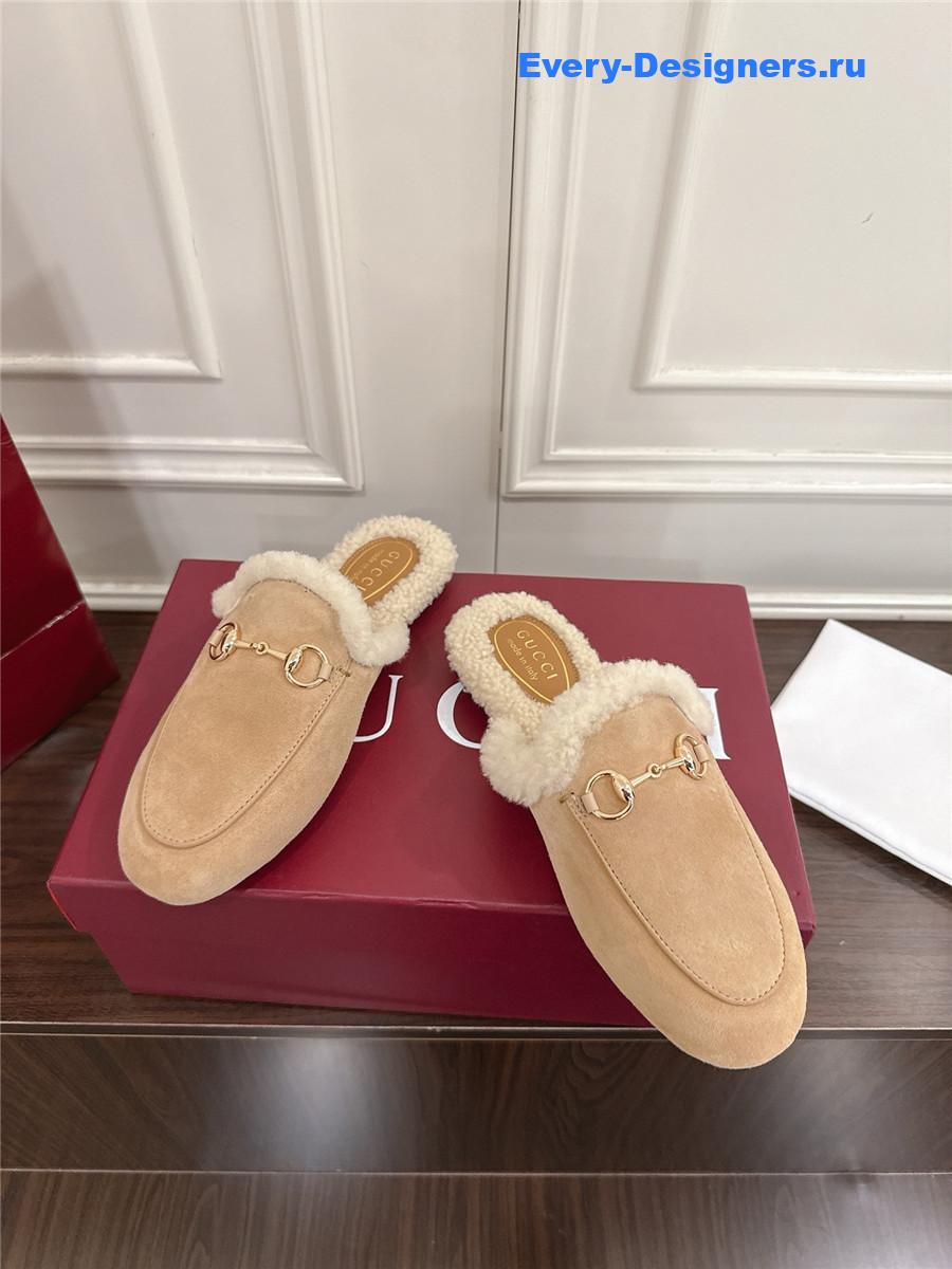 Gvc*1 horsebit wool beige mules