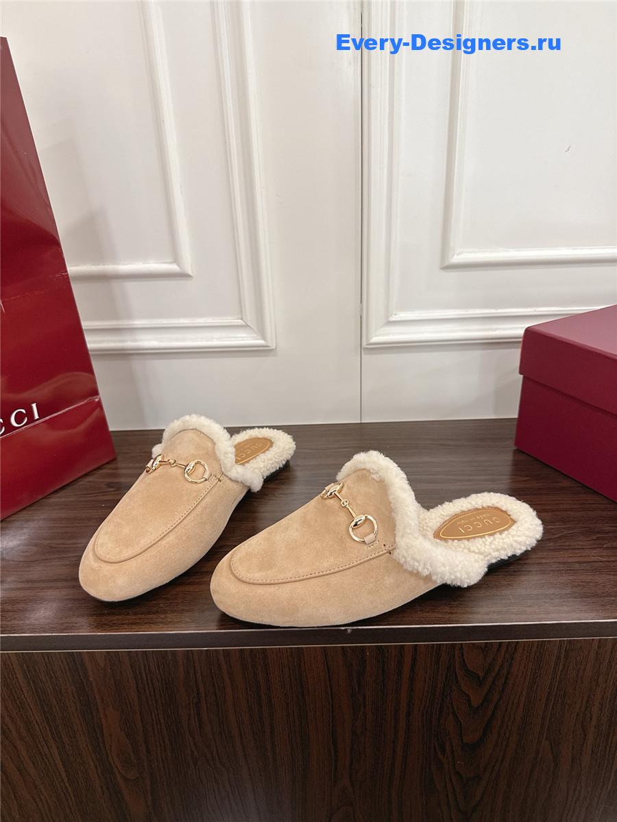 Gvc*1 horsebit wool beige mules