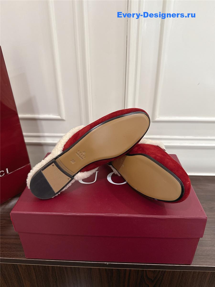 Gvc*1 horsebit wool red mules