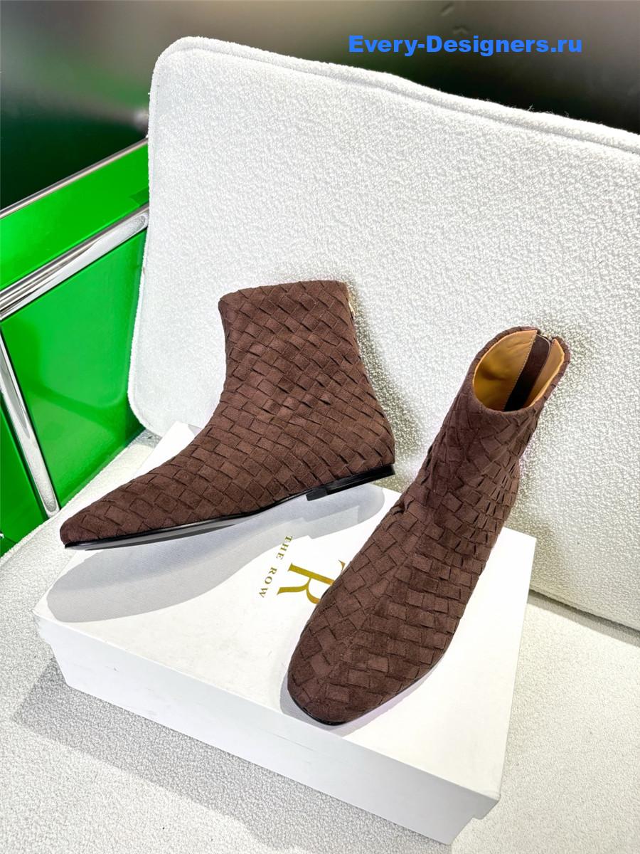 b0tt*ga Ven*ta dark brown atomic intrecciato leather ankle boots
