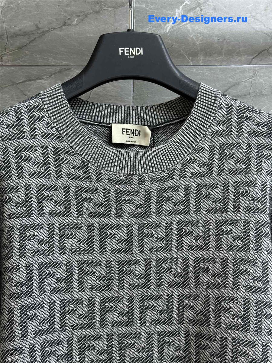 F**di ff print grey crew neck sweater