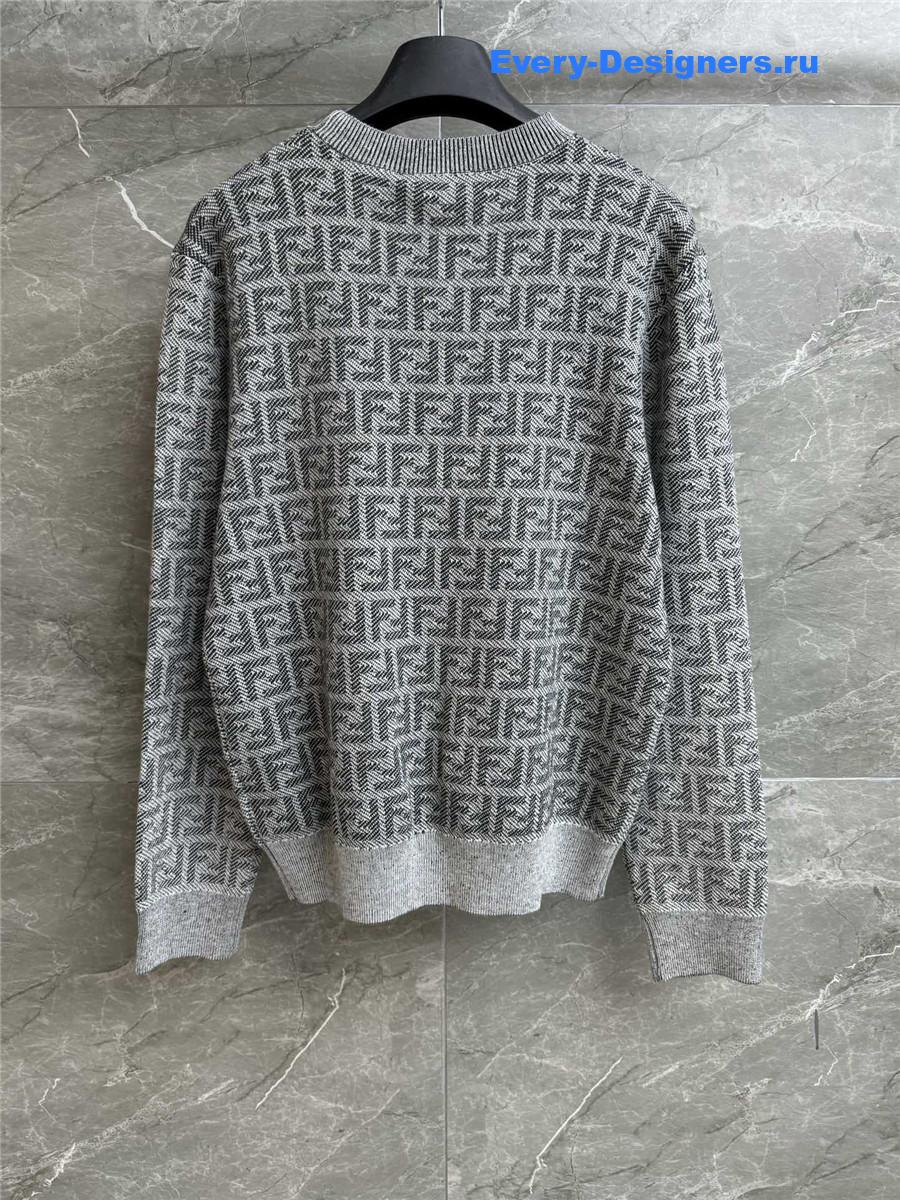 F**di ff print grey crew neck sweater