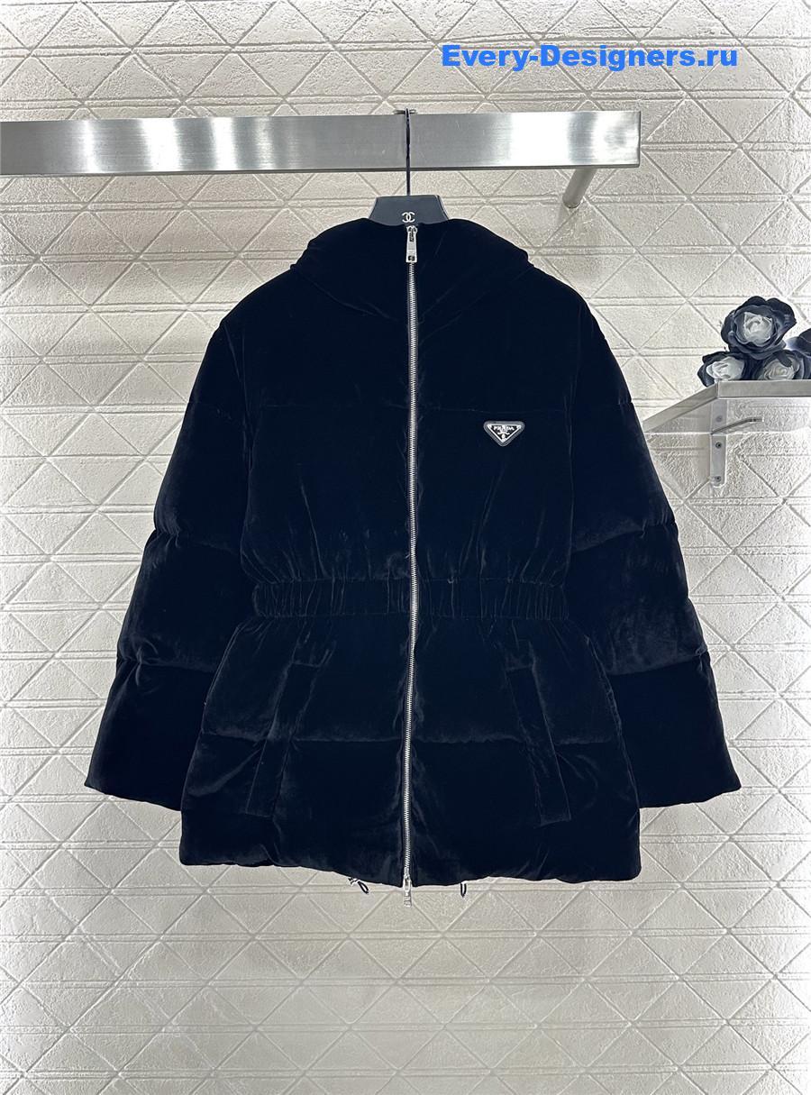 Pra*a navy velvet down jacket