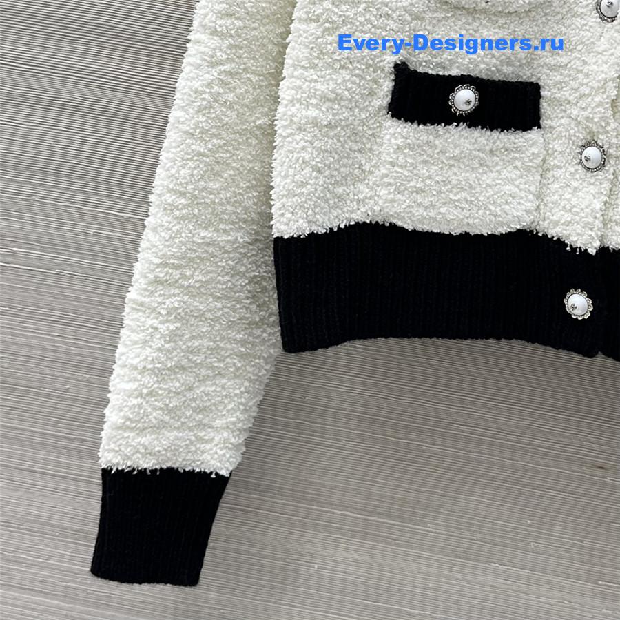 Ch**el coco black white pocket knitted cardigan