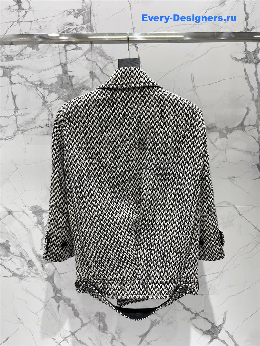 Sa1nt Lau*nt tweed power shoulder oversized coat