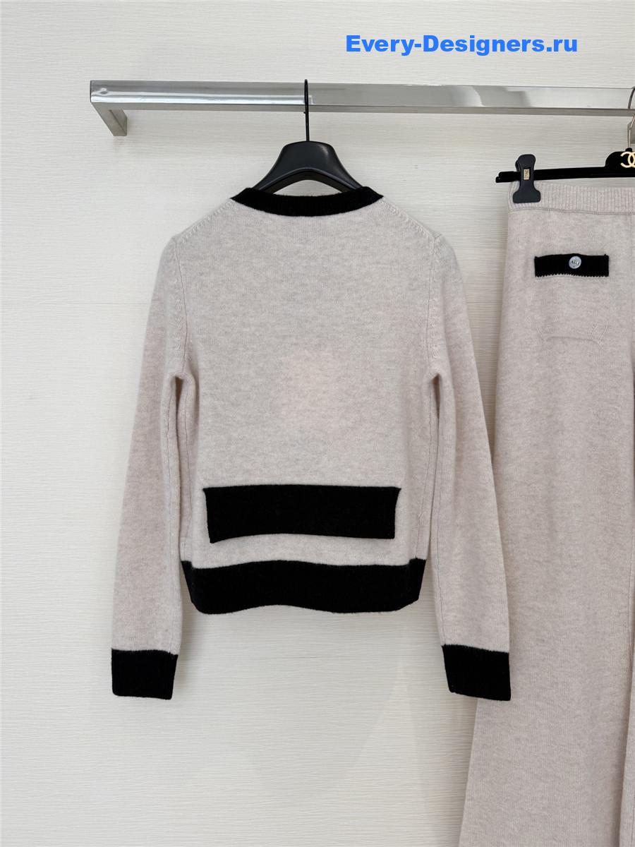 Ch**el crew neck soft textured knitted cardigan