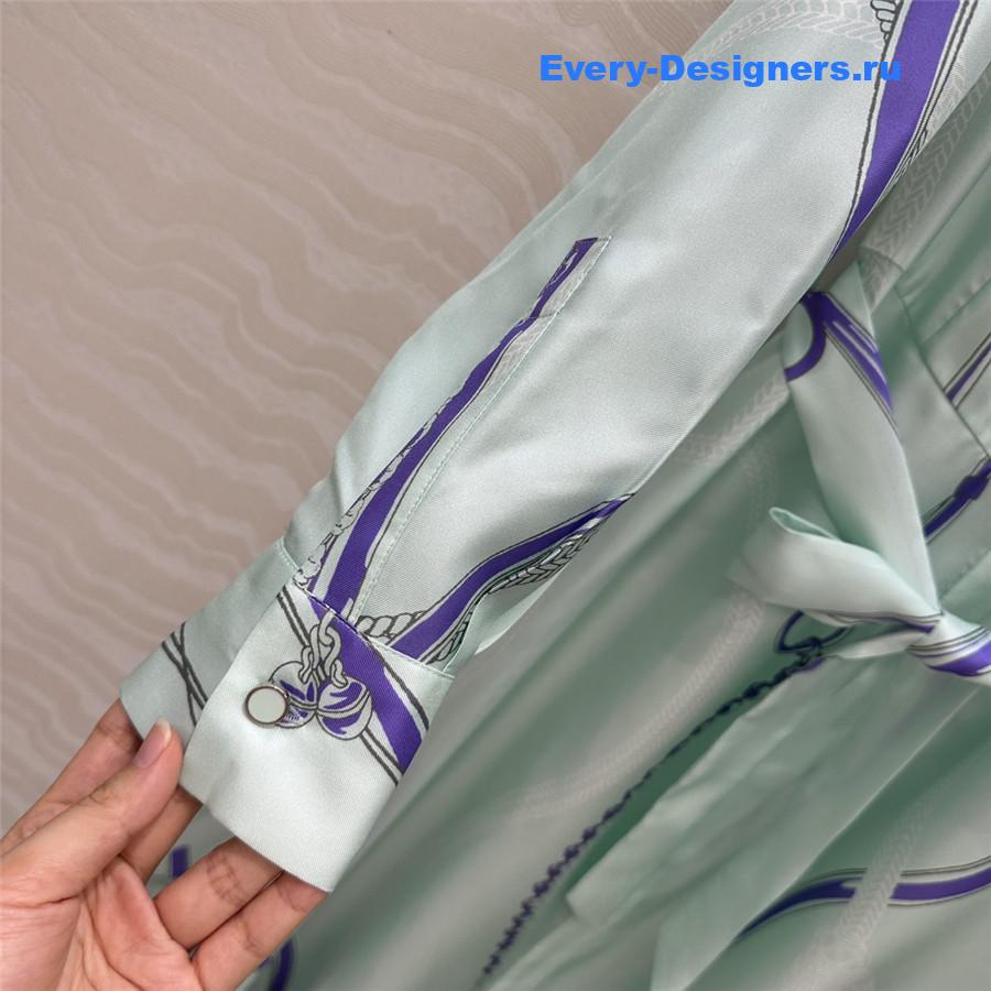 H**me5 green silk twill maxi dress