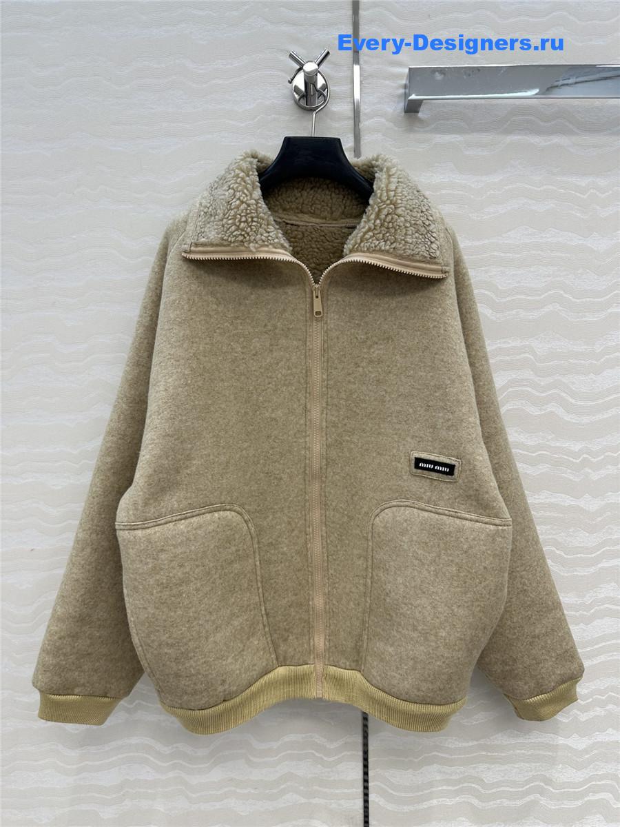 Miu Miu Fleece Zip-up Blouson Jacket