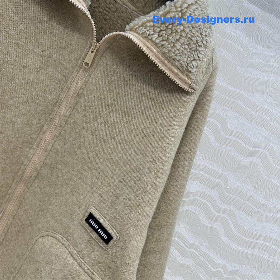 Miu Miu Fleece Zip-up Blouson Jacket