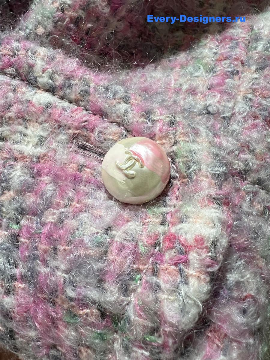 Ch**el pink wool & mohair tweed coat