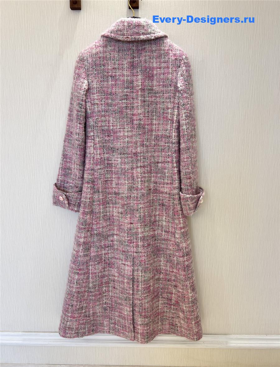 Ch**el pink wool & mohair tweed coat