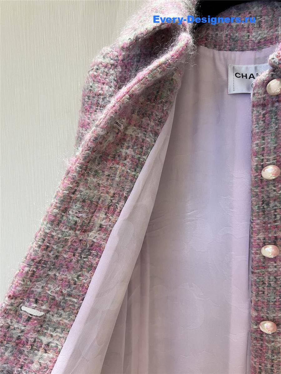 Ch**el pink wool & mohair tweed coat