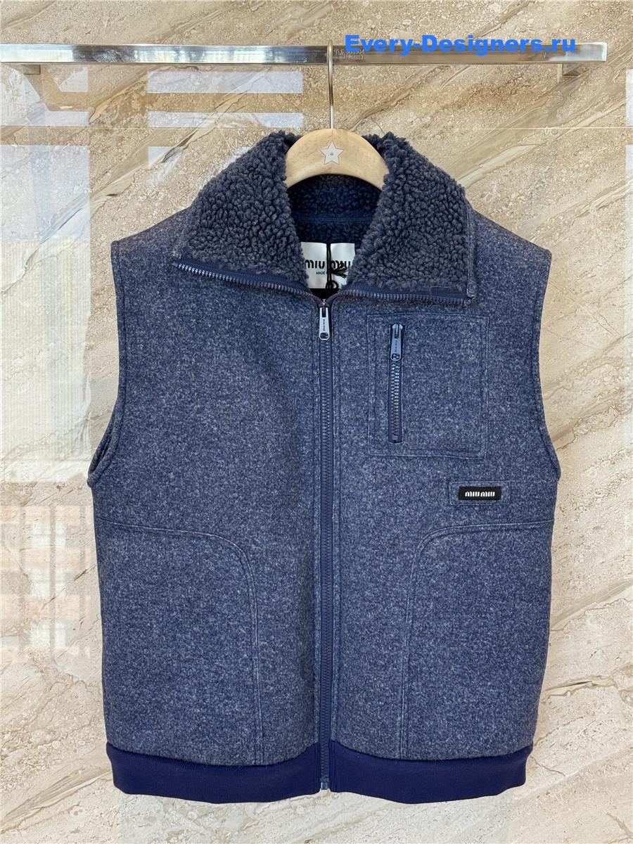 Miu Miu Uniform Blue Fleece Vest