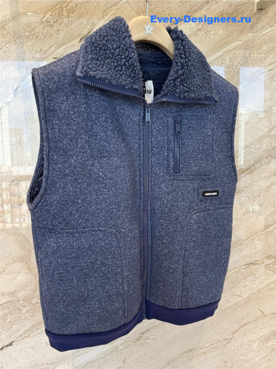 Miu Miu Uniform Blue Fleece Vest