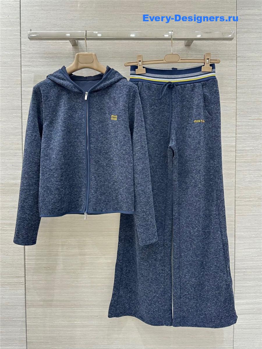 Miu Miu Navy Hooded Jacket Trousers Set