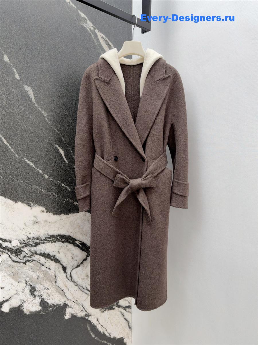 Max Mara Brown Hooded Double Coat