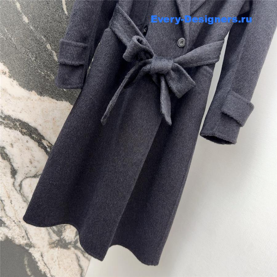 Max Mara Grey Hooded Double Coat