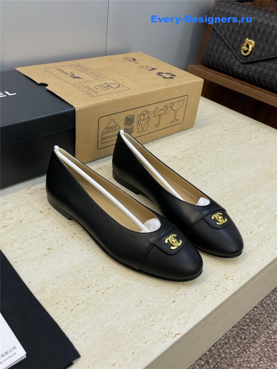 Ch**el black lambskin ballet flats