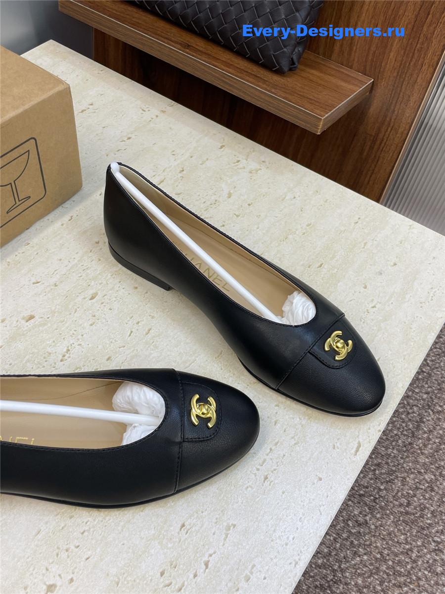 Ch**el black lambskin ballet flats