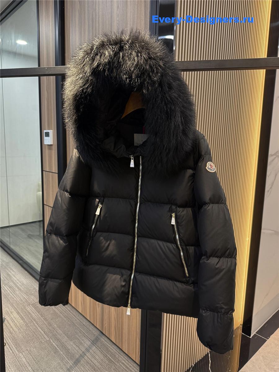 Moncler Black Laichefur Hooded Parka Coat