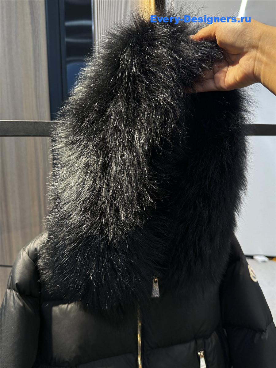 Moncler Black Laichefur Hooded Parka Coat