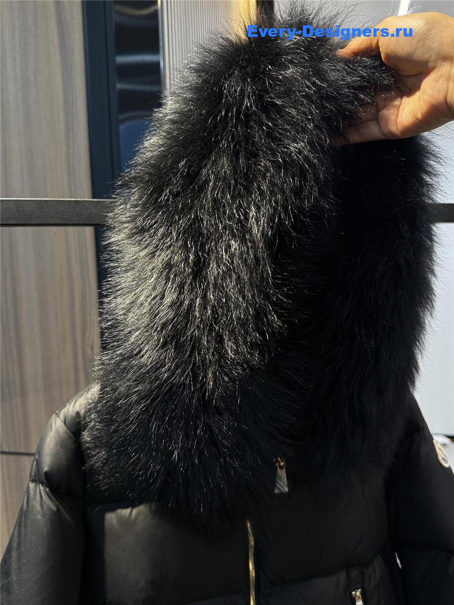 Moncler Black Laichefur Hooded Parka Coat