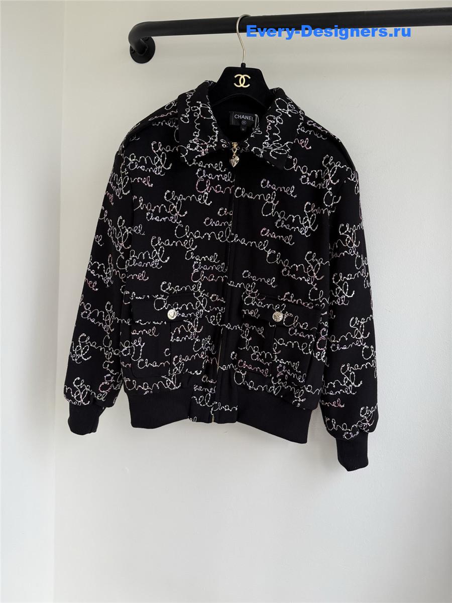 Ch**el multicolor embroidered wool crepe blouson