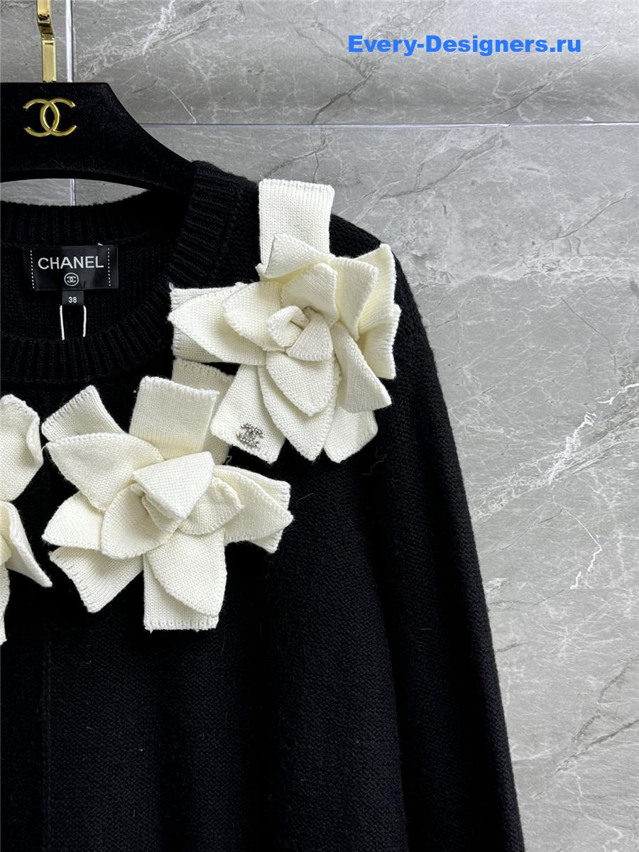 Ch**el white camellia flowers sweater dress