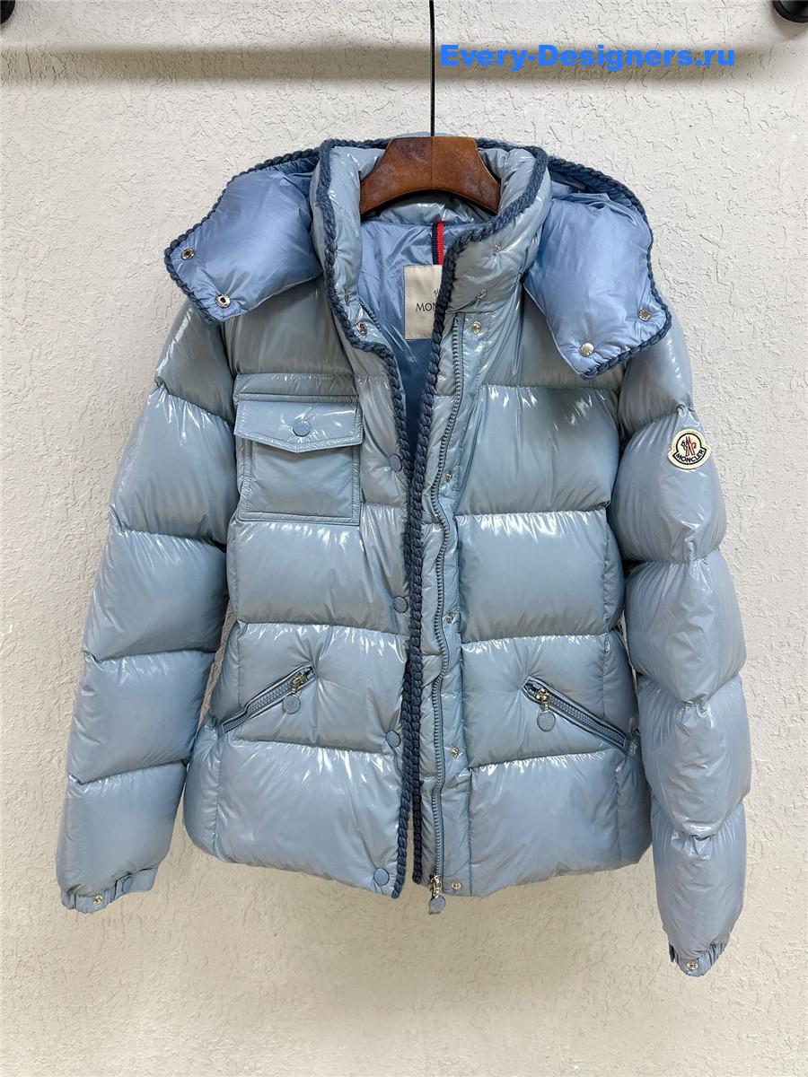 Moncler Blue Glareins Hooded Short Down Jacket
