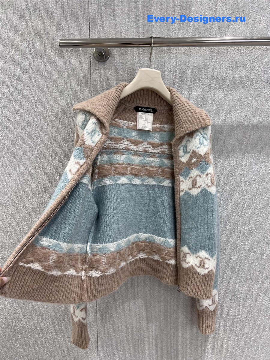 Ch**el cc knitted zipper cardigan jacket