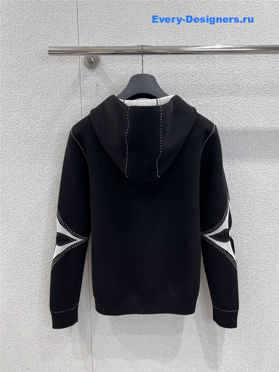 l0vis Vvtt0n black graphic intarsia zipped cotton hoodie