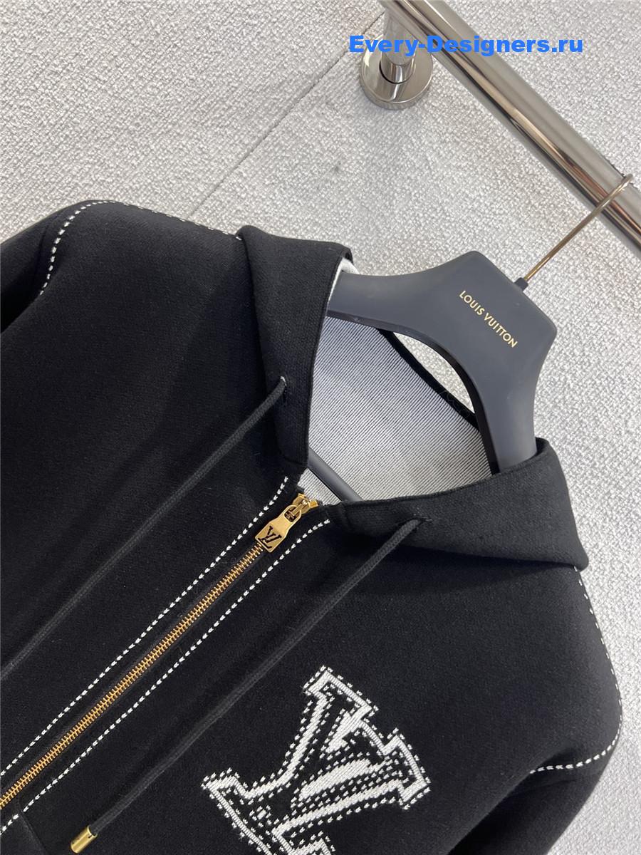 l0vis Vvtt0n black graphic intarsia zipped cotton hoodie