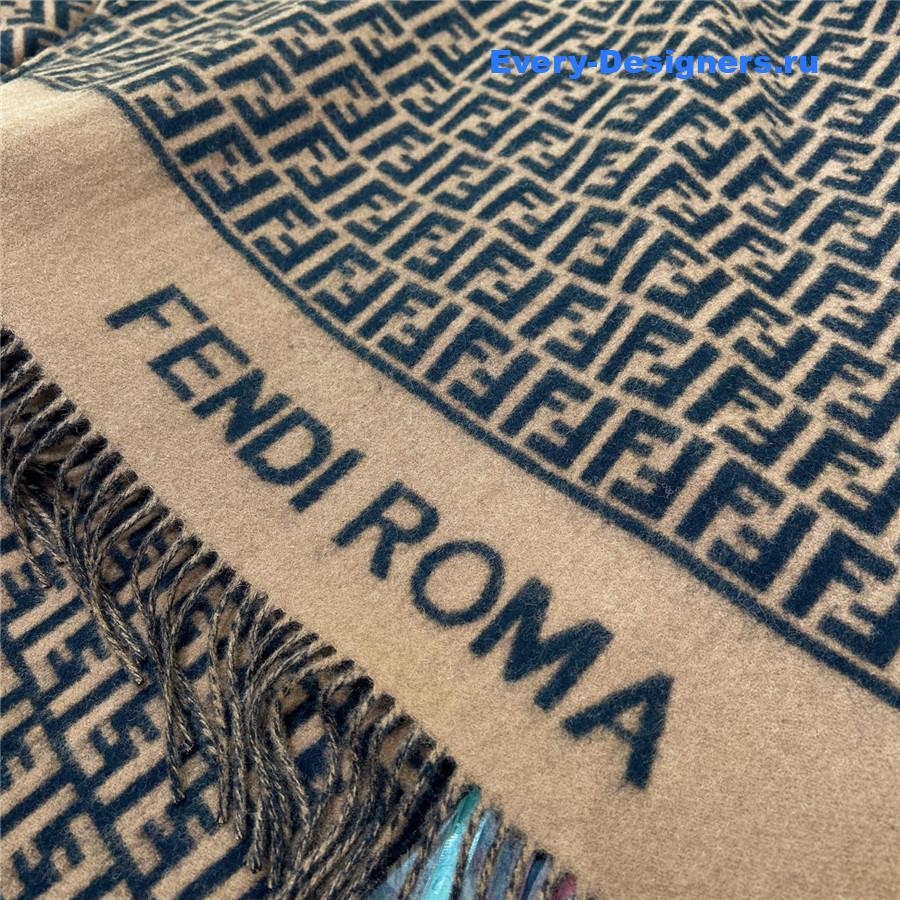 F**di brown wool cashmere poncho