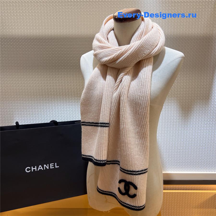 Ch**el beige logo cashmere scarf