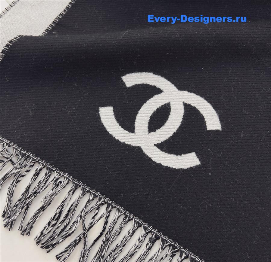 Ch**el black logo cashmere scarf